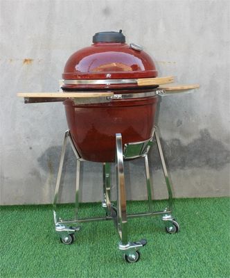 18 Inch Kamado Barbecue Grill Perokok Keramik Warna Merah Tropis 48cm