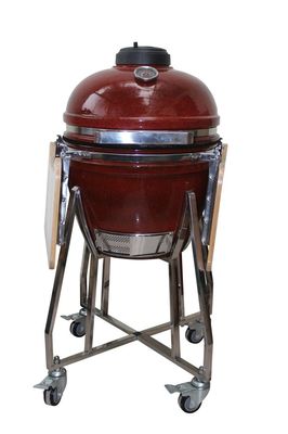 Warna Merah Tropis 18 Inch Kamado Grill 48cm Ceramic Charcoal