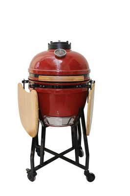 Warna Merah Tropis 18 Inch Kamado Grill 48cm Ceramic Charcoal