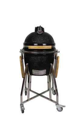 Keramik 16 Inch Kamado Grill Arang Warna Hitam 40cm Dengan Gerobak Dan Meja Samping