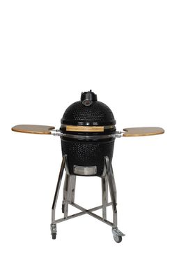 Keramik 16 Inch Kamado Grill Arang Warna Hitam 40cm Dengan Gerobak Dan Meja Samping
