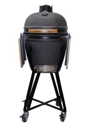 Keramik 20 Inch Kamado Grill Charcoal Grill Matte Warna Hitam 51cm Dengan Gerobak Dan Meja Samping