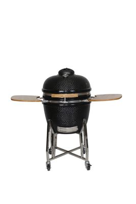 Keramik Outdoor 24 Inch Kamado Grill Arang Warna Hitam 61cm Dengan Gerobak Dan Meja Samping