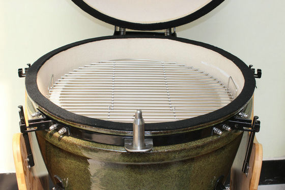 Keramik Kamado Grill 23 Inch Outdoor Arang Warna Hijau Tropis 59cm Dengan Gerobak Dan Meja Samping