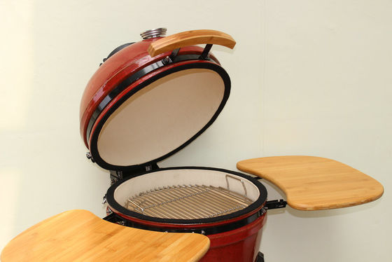 Warna Merah Tropis 18 Inch Kamado Grill 48cm Ceramic Charcoal
