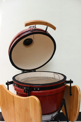 Warna Merah Tropis 18 Inch Kamado Grill 48cm Ceramic Charcoal