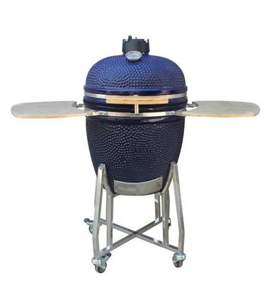 Keramik 22 Inch Kamado Grill Arang Outdoor Warna Navy 57cm Dengan Gerobak Dan Meja Samping