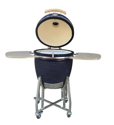 Keramik 22 Inch Kamado Grill Arang Outdoor Warna Navy 57cm Dengan Gerobak Dan Meja Samping
