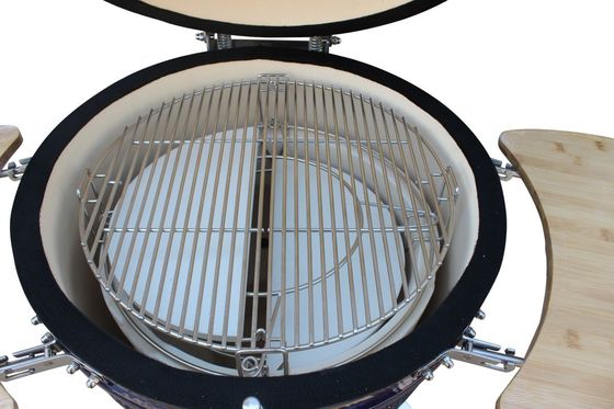 Keramik 22 Inch Kamado Grill Arang Outdoor Warna Navy 57cm Dengan Gerobak Dan Meja Samping
