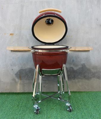 18 Inch Kamado Barbecue Grill Perokok Keramik Warna Merah Tropis 48cm