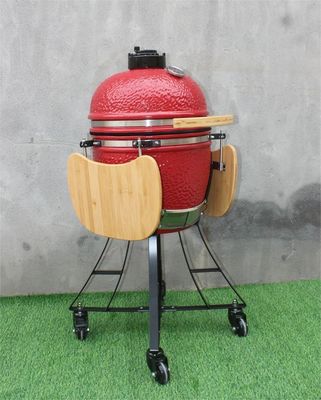 17 Inch Ceramic Kettle BBQ Royal Red Color 44cm Dengan Gerobak Dan Meja Samping