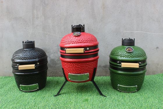 Warna Hijau 13 Inch Kamado Grill Peralatan Dapur Besi Lapis Hitam