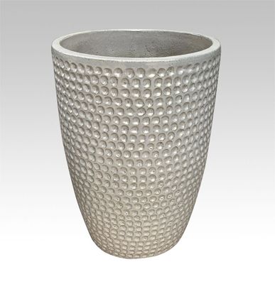 High Fired Ceramic Outdoor Pot Pearl For Outside Round Set 4 Handpainted