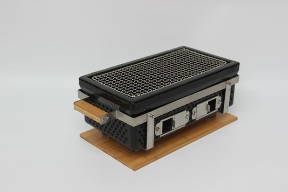 Keramik Batubara BBQ Grill Hibachi Grill persegi panjang dalam warna Hitam